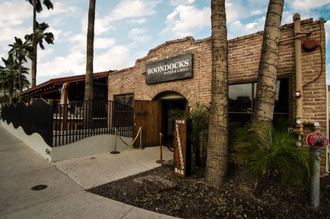 Street view of Boondocks Patio and Grill.